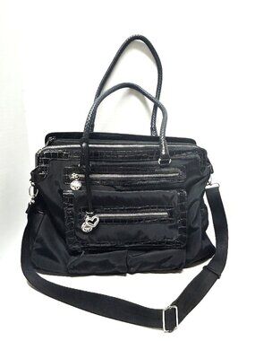 Brighton black triple compartment satchel